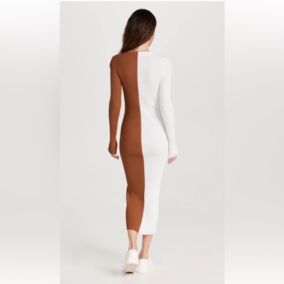 STAUD Shoko Sweater Dress in White and Brown - Picture 2 of 2